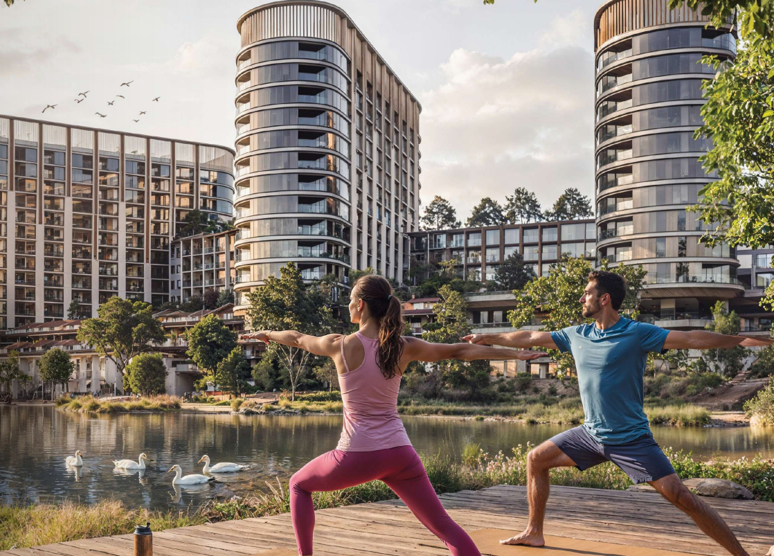 Pelouse de yoga en extérieur à Sobha Sanctuary