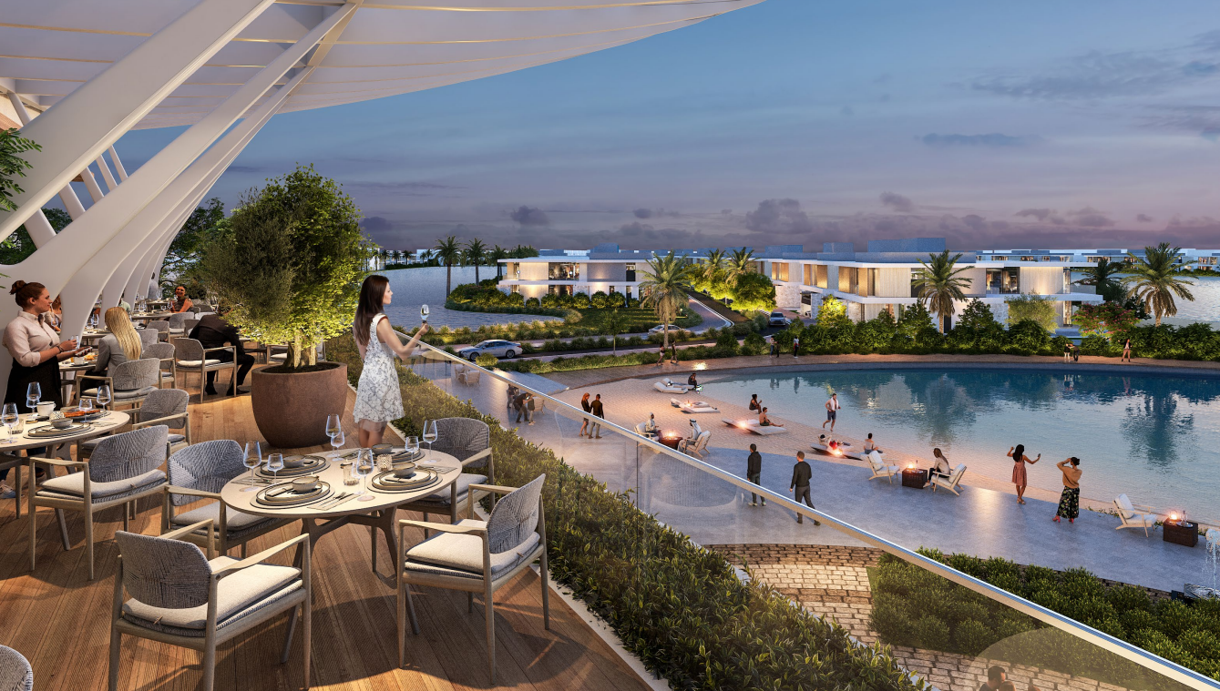 Cafés et restaurants du boardwalk de Sobha Siniya Island