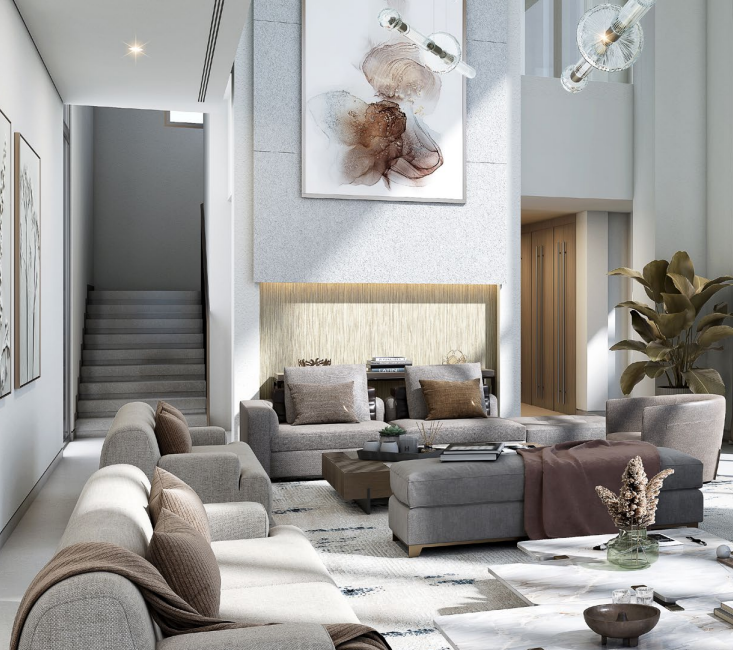 Séjour d'un logement de Sobha Siniya Island