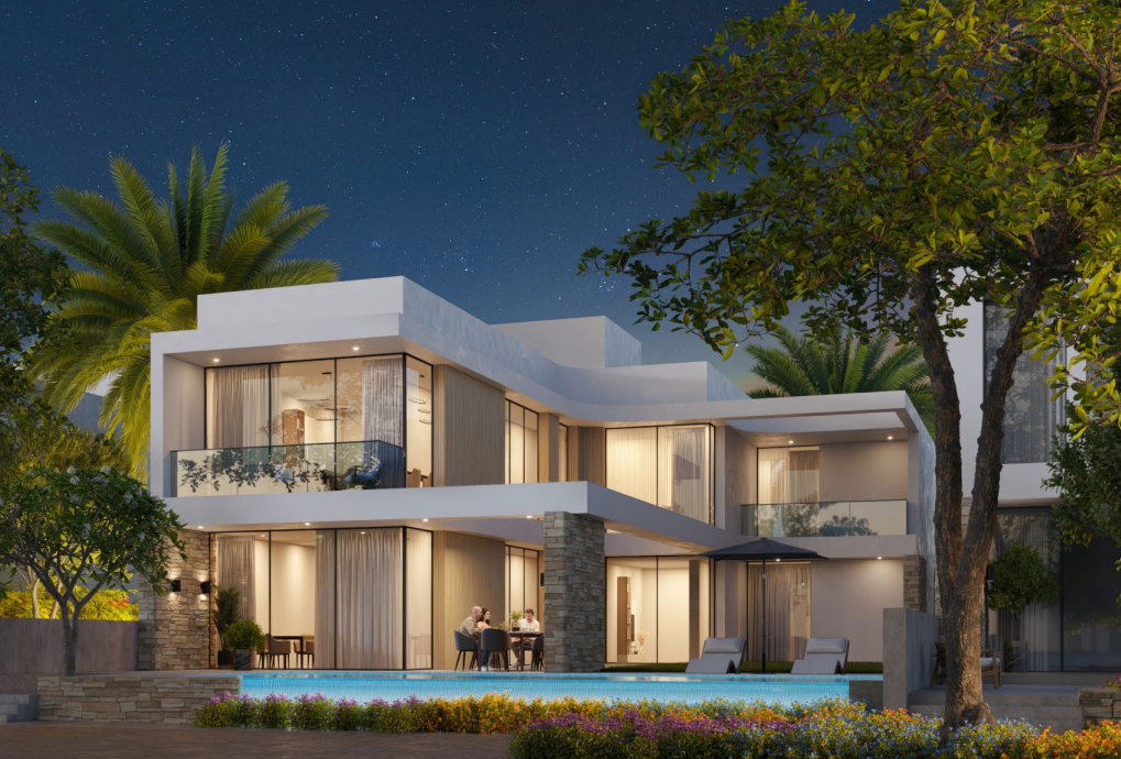Sobha Siniya Island illuminée de nuit