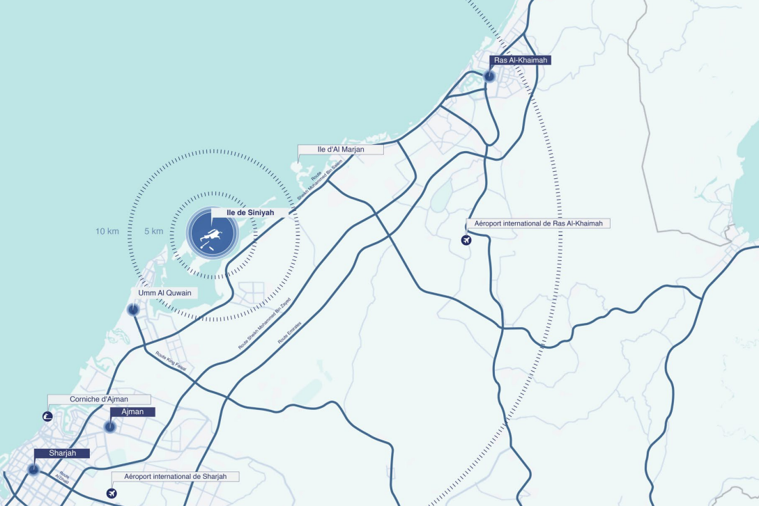 Carte de situation de Sobha Siniya Island dans les Émirats